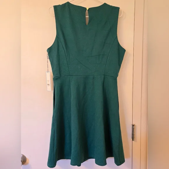 NWT Draper James Green Sleeveless Dress with Black Bow - Picture 6 of 8